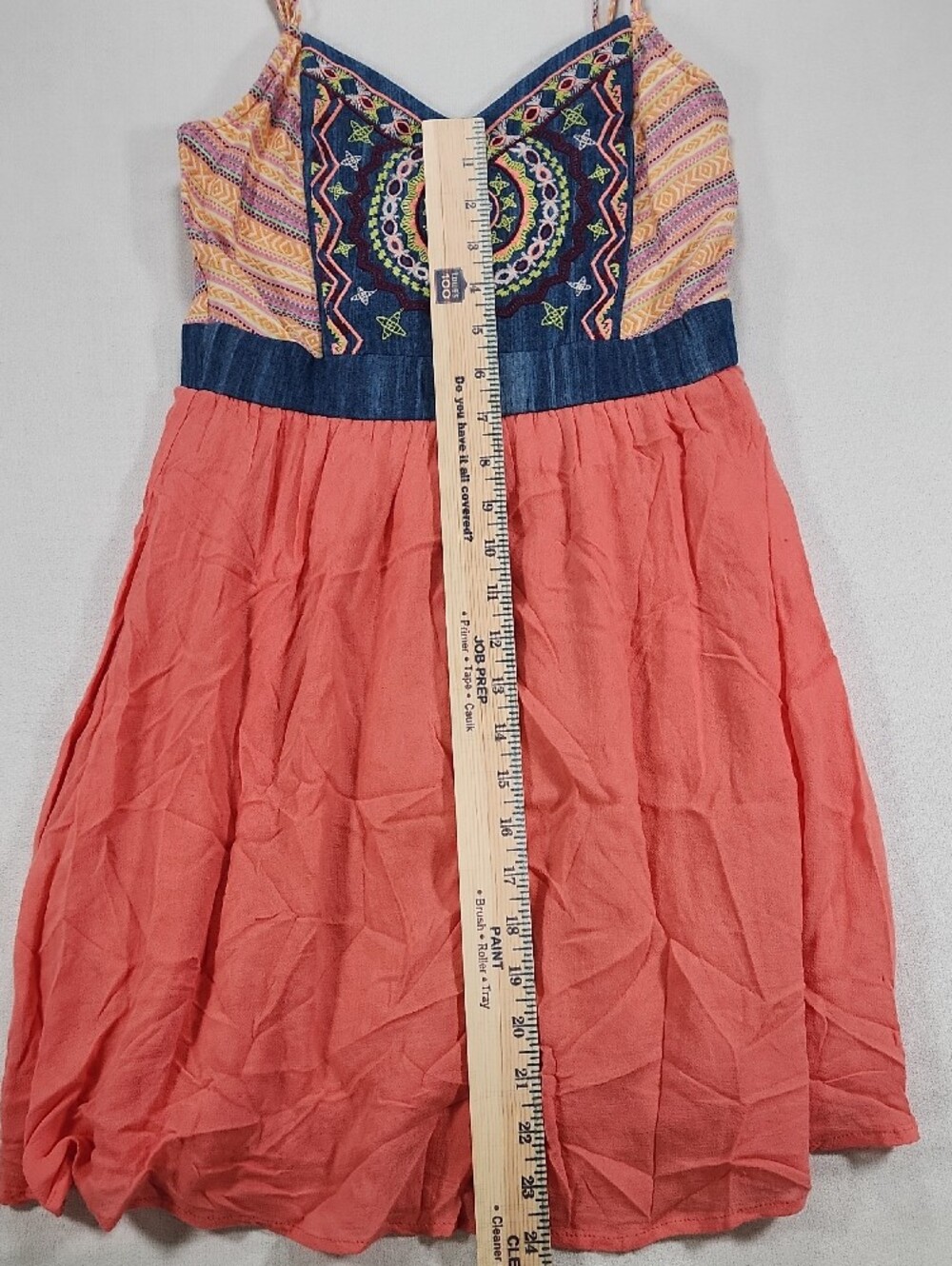 Flying Tomato Coral Sundress with Navy Embroidered Bodice - Picture 5 of 8